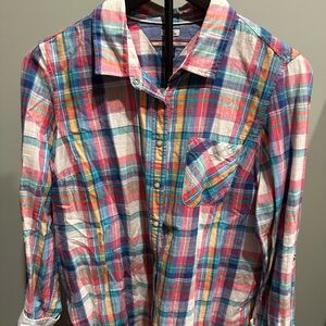 Tommy Hilfiger Red and Blue Casual Button Down Shirt